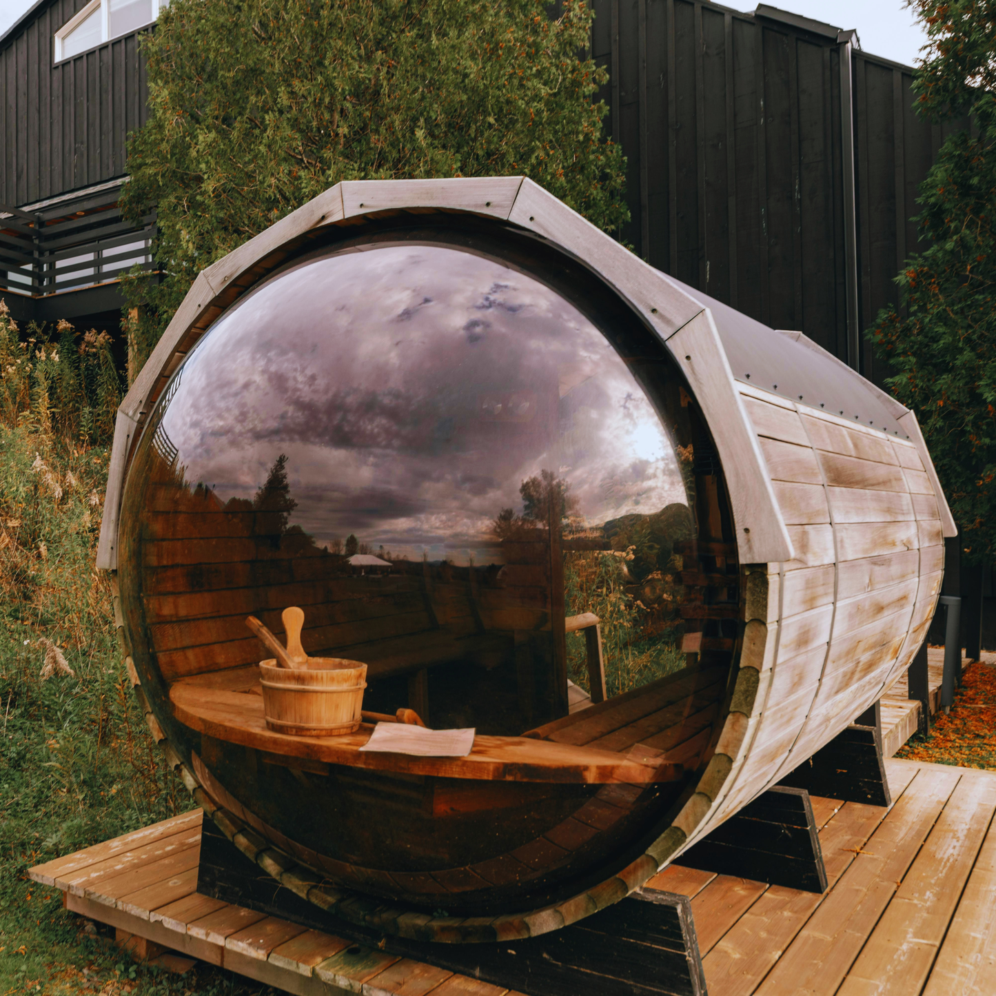 Smart Glass Front Barrel Sauna